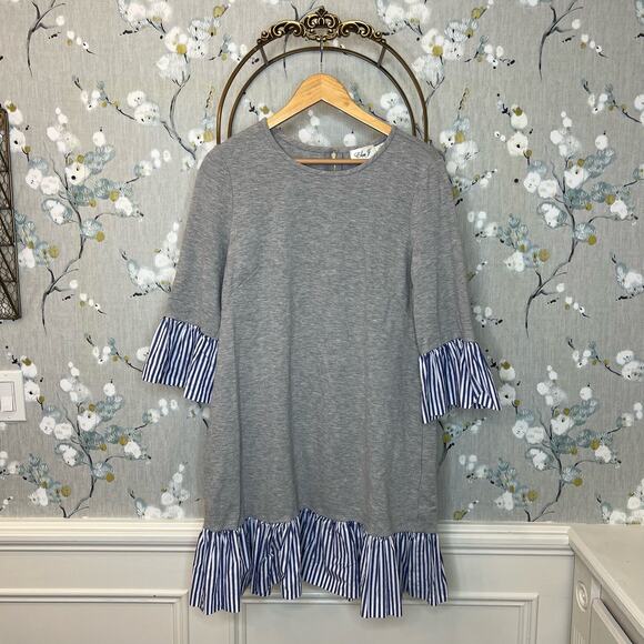 Eliza J Gray Dress with Blouse Accent - Size 14 - Picture 1 of 9